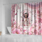 African American Breast Cancer Warrior Black Queen Shower Curtain Floral Pink Ribbon Watercolor Butterfly Hope Art
