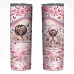 African American Breast Cancer Warrior Black Queen Skinny Tumbler Floral Pink Ribbon Watercolor Butterfly Hope Art