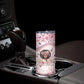 African American Breast Cancer Warrior Black Queen Skinny Tumbler Floral Pink Ribbon Watercolor Butterfly Hope Art
