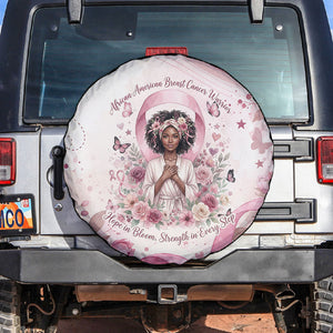 African American Breast Cancer Warrior Black Queen Spare Tire Cover Floral Pink Ribbon Watercolor Butterfly Hope Art