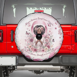 African American Breast Cancer Warrior Black Queen Spare Tire Cover Floral Pink Ribbon Watercolor Butterfly Hope Art