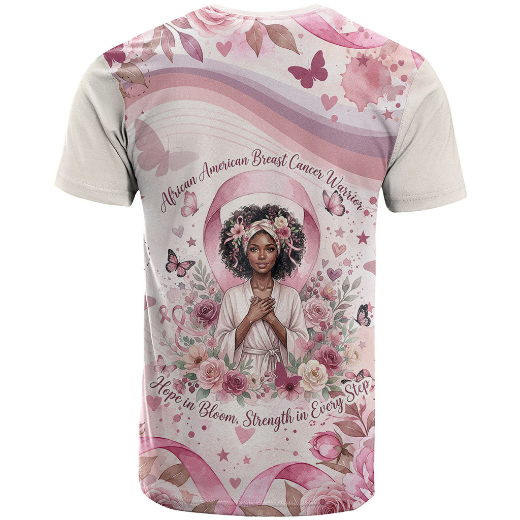 African American Breast Cancer Warrior Black Queen T shirt Floral Pink Ribbon Watercolor Butterfly Hope Art