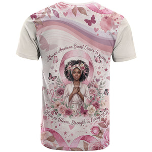 African American Breast Cancer Warrior Black Queen T shirt Floral Pink Ribbon Watercolor Butterfly Hope Art