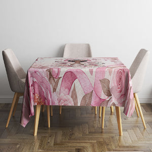 African American Breast Cancer Warrior Black Queen Tablecloth Floral Pink Ribbon Watercolor Butterfly Hope Art