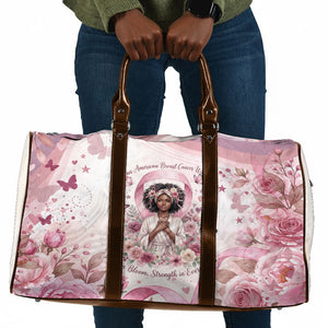 African American Breast Cancer Warrior Black Queen Travel Bag Floral Pink Ribbon Watercolor Butterfly Hope Art