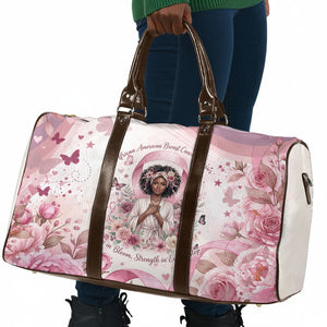 African American Breast Cancer Warrior Black Queen Travel Bag Floral Pink Ribbon Watercolor Butterfly Hope Art