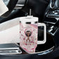 African American Breast Cancer Warrior Black Queen Tumbler With Handle Floral Pink Ribbon Watercolor Butterfly Hope Art
