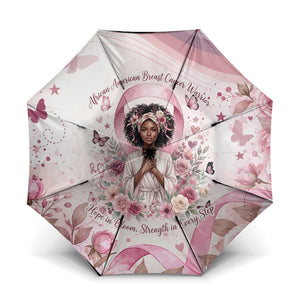African American Breast Cancer Warrior Black Queen Umbrella Floral Pink Ribbon Watercolor Butterfly Hope Art
