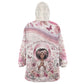 African American Breast Cancer Warrior Black Queen Wearable Blanket Hoodie Floral Pink Ribbon Watercolor Butterfly Hope Art