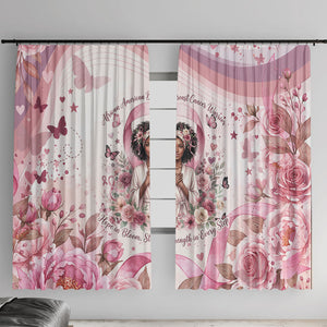 African American Breast Cancer Warrior Black Queen Window Curtain Floral Pink Ribbon Watercolor Butterfly Hope Art