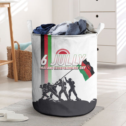 Malawi Independence Day Laundry Basket Patriotic Flag Design Soldier Silhouette