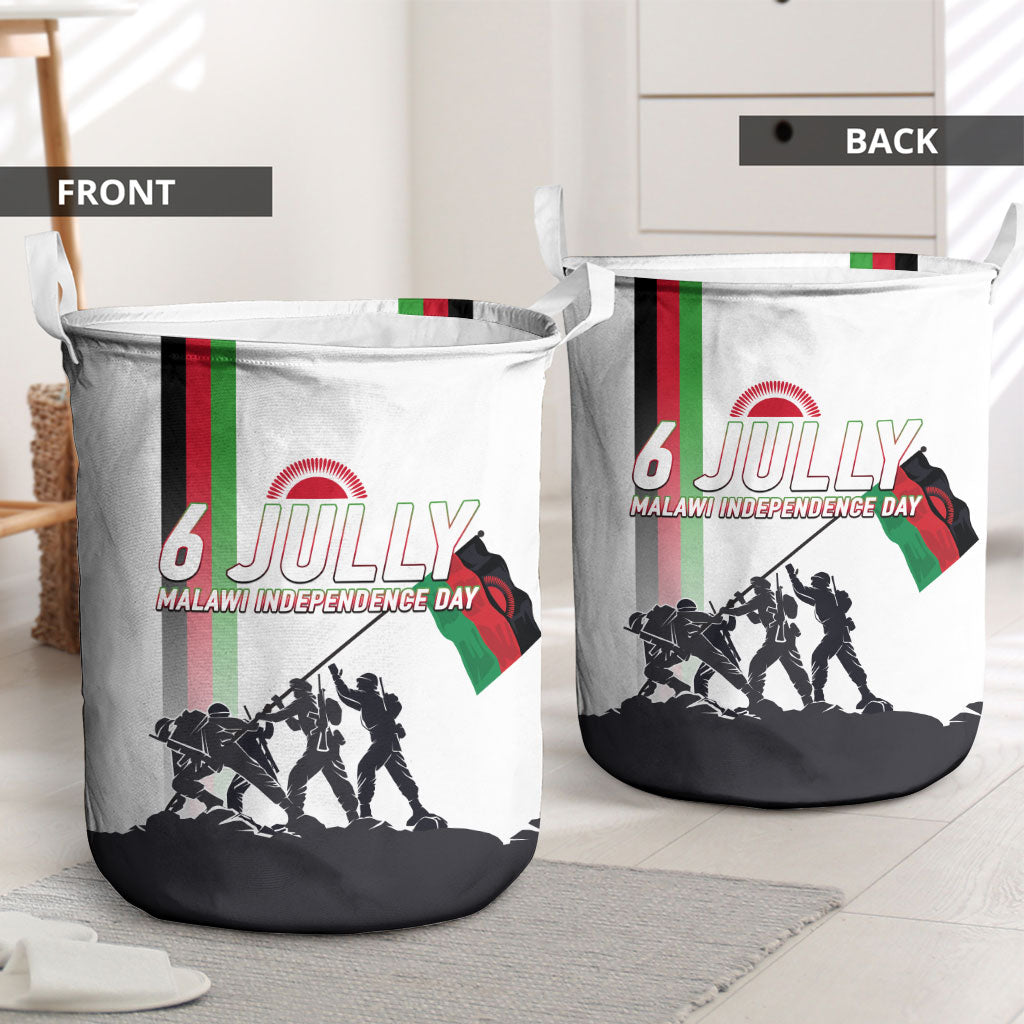 Malawi Independence Day Laundry Basket Patriotic Flag Design Soldier Silhouette