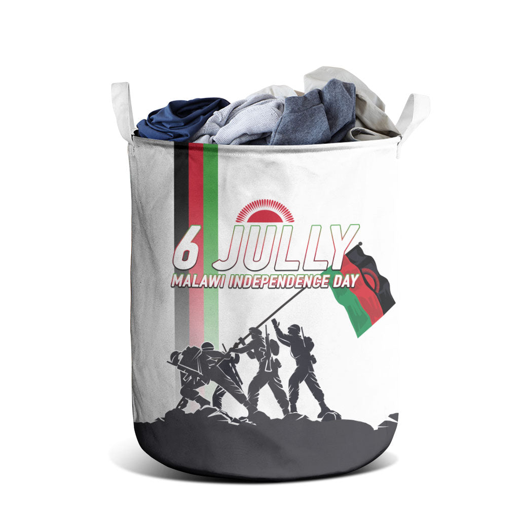 Malawi Independence Day Laundry Basket Patriotic Flag Design Soldier Silhouette