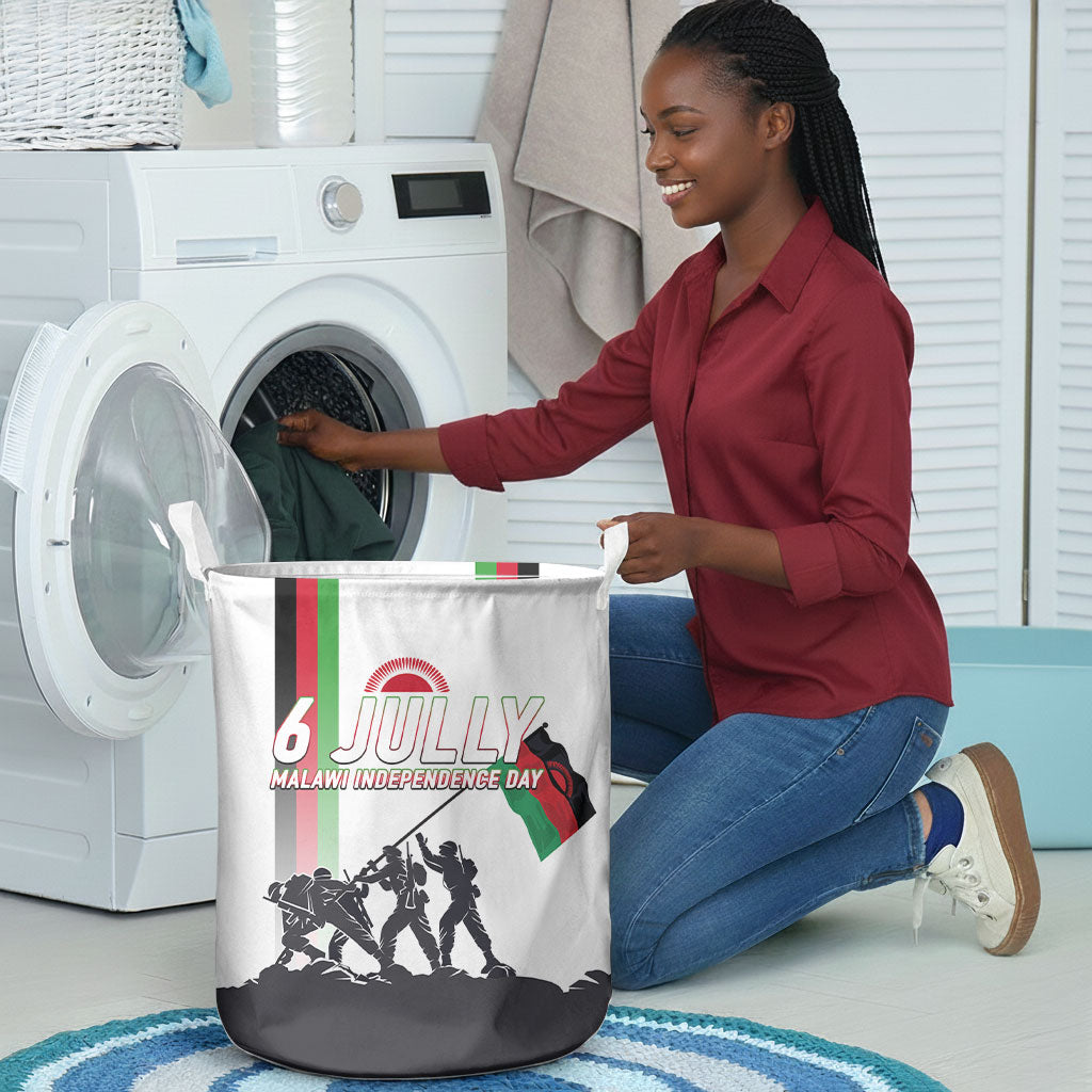 Malawi Independence Day Laundry Basket Patriotic Flag Design Soldier Silhouette