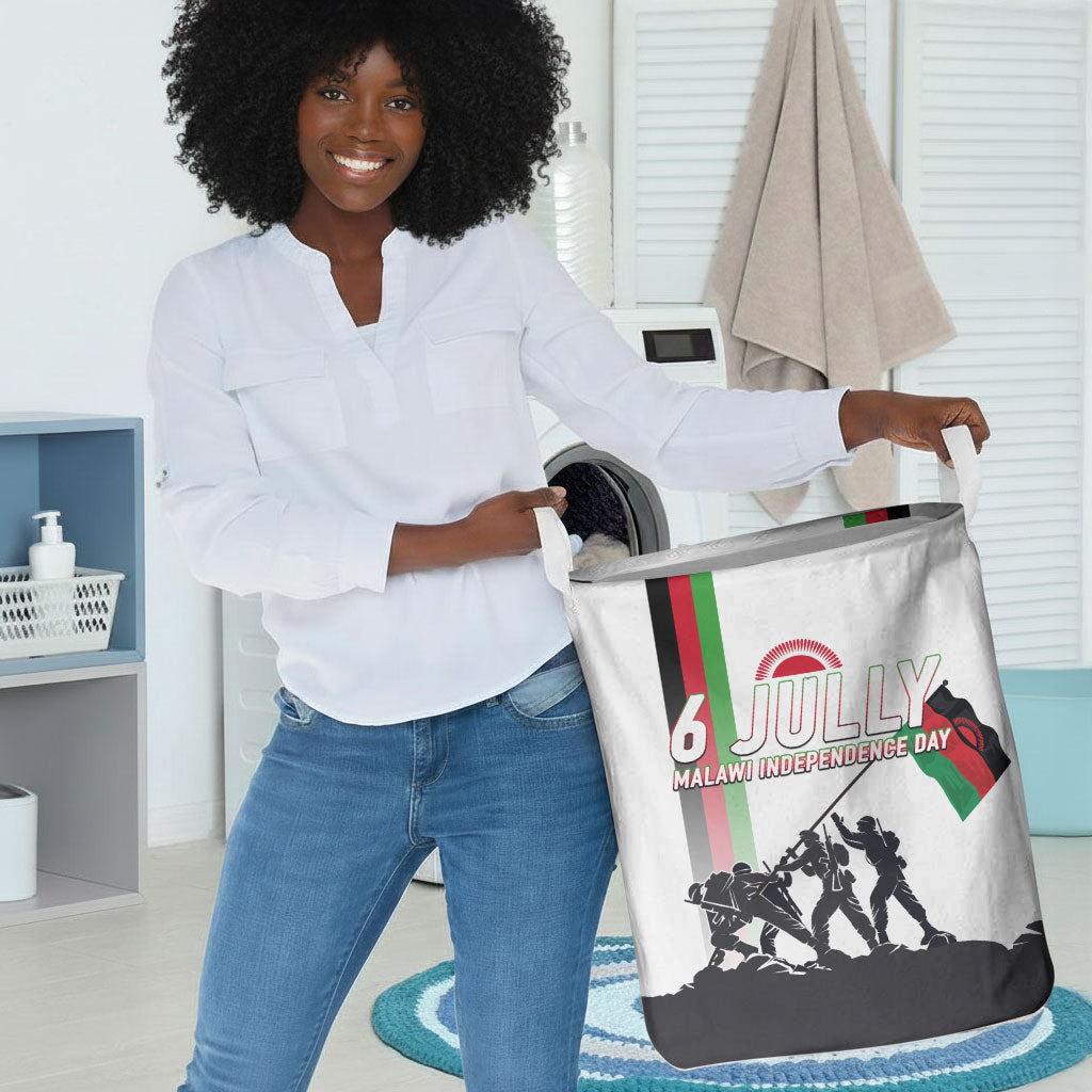 Malawi Independence Day Laundry Basket Patriotic Flag Design Soldier Silhouette