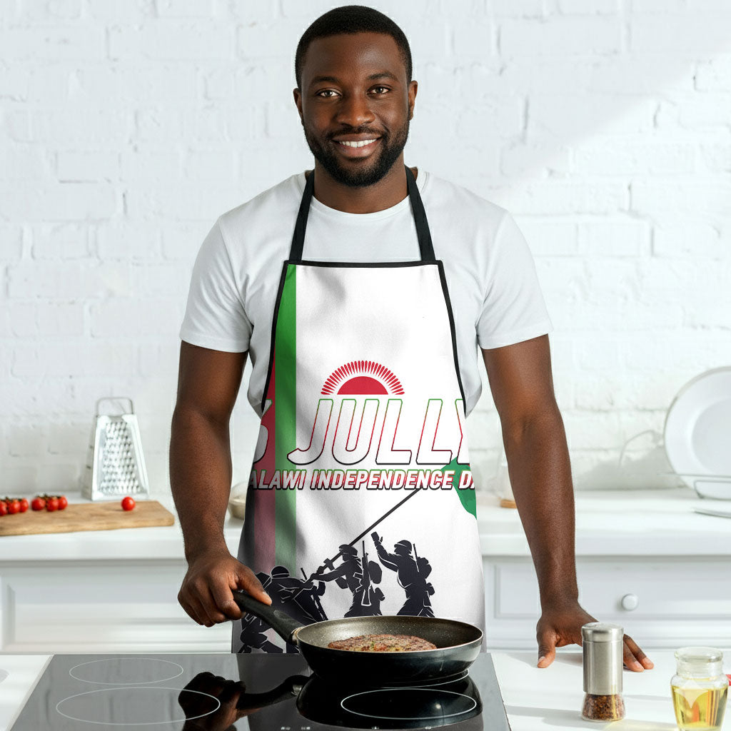 Malawi Independence Day Apron Patriotic Flag Design Soldier Silhouette