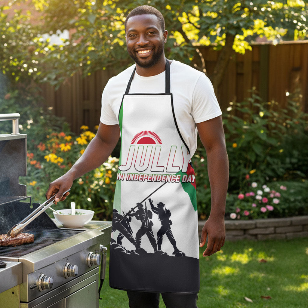 Malawi Independence Day Apron Patriotic Flag Design Soldier Silhouette