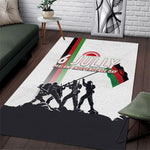 Malawi Independence Day Area Rug Patriotic Flag Design Soldier Silhouette