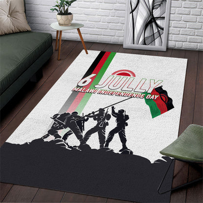 Malawi Independence Day Area Rug Patriotic Flag Design Soldier Silhouette