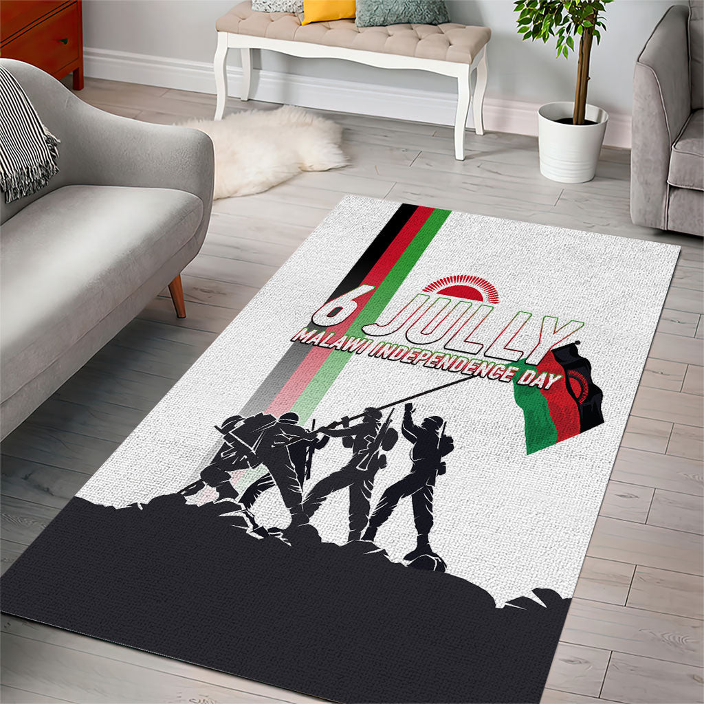 Malawi Independence Day Area Rug Patriotic Flag Design Soldier Silhouette