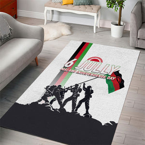 Malawi Independence Day Area Rug Patriotic Flag Design Soldier Silhouette