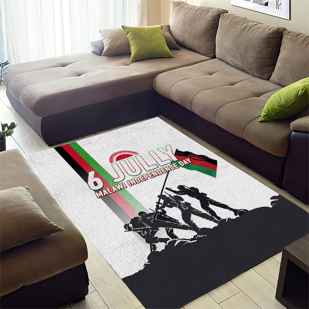 Malawi Independence Day Area Rug Patriotic Flag Design Soldier Silhouette