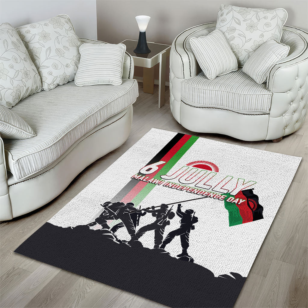 Malawi Independence Day Area Rug Patriotic Flag Design Soldier Silhouette
