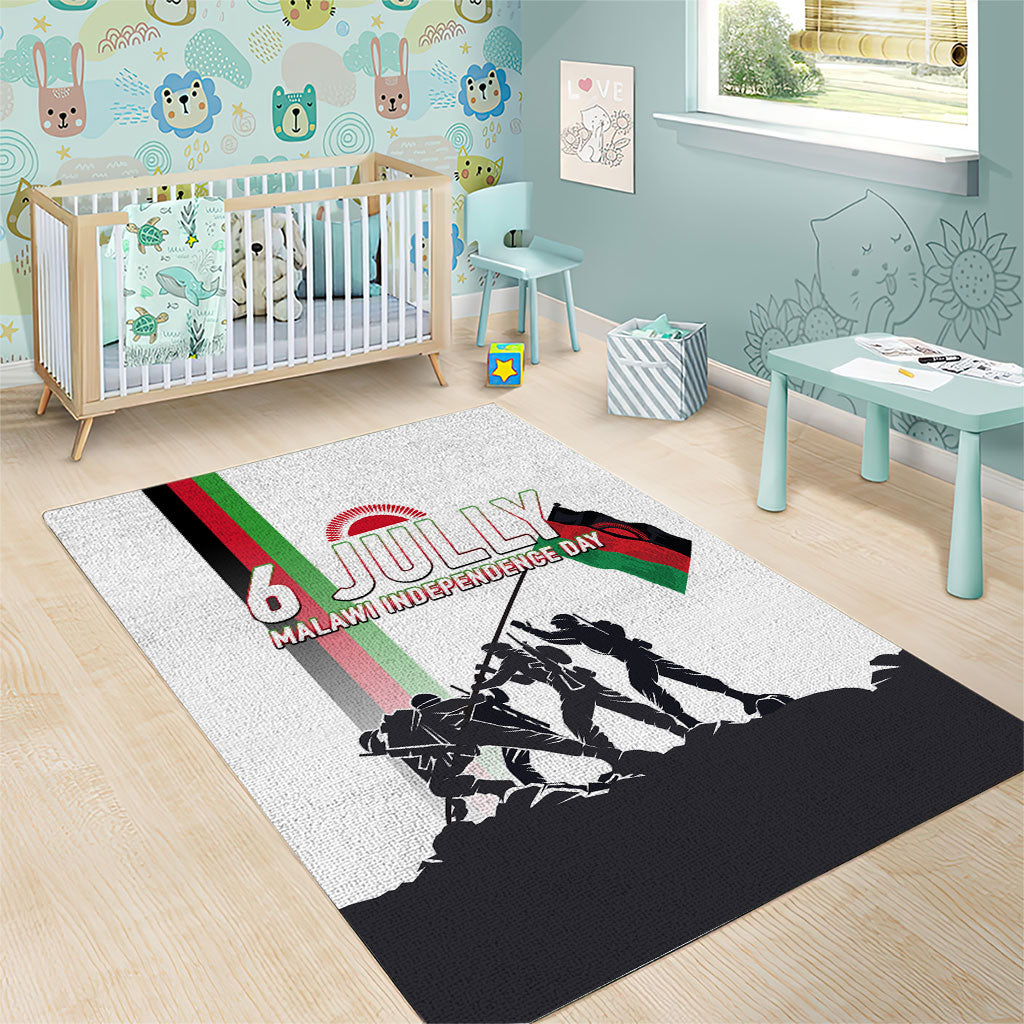 Malawi Independence Day Area Rug Patriotic Flag Design Soldier Silhouette
