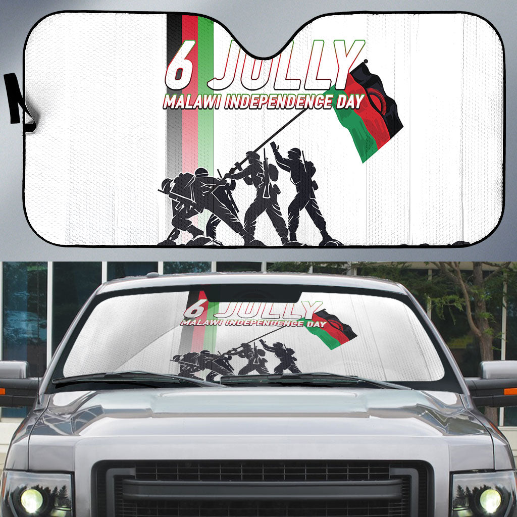 Malawi Independence Day Auto Sun Shade Patriotic Flag Design Soldier Silhouette