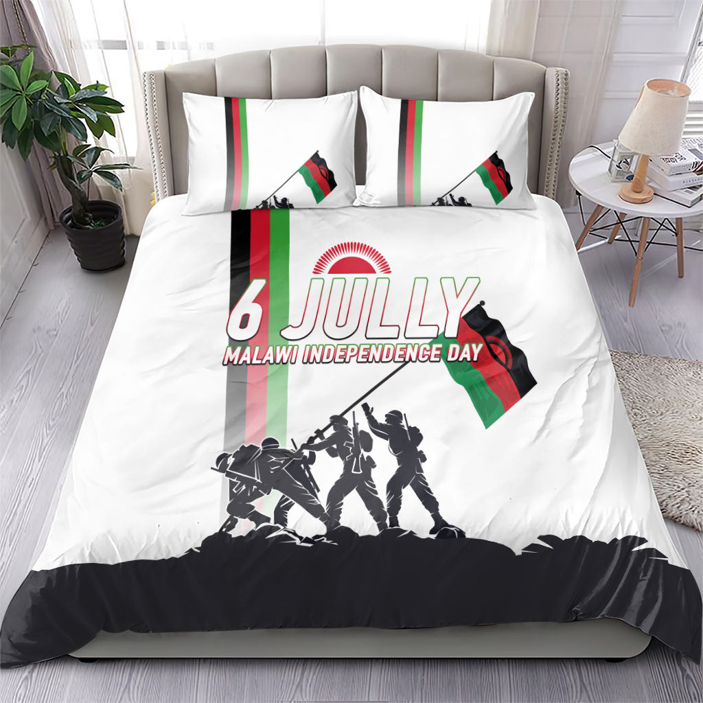 Malawi Independence Day Bedding Set Patriotic Flag Design Soldier Silhouette