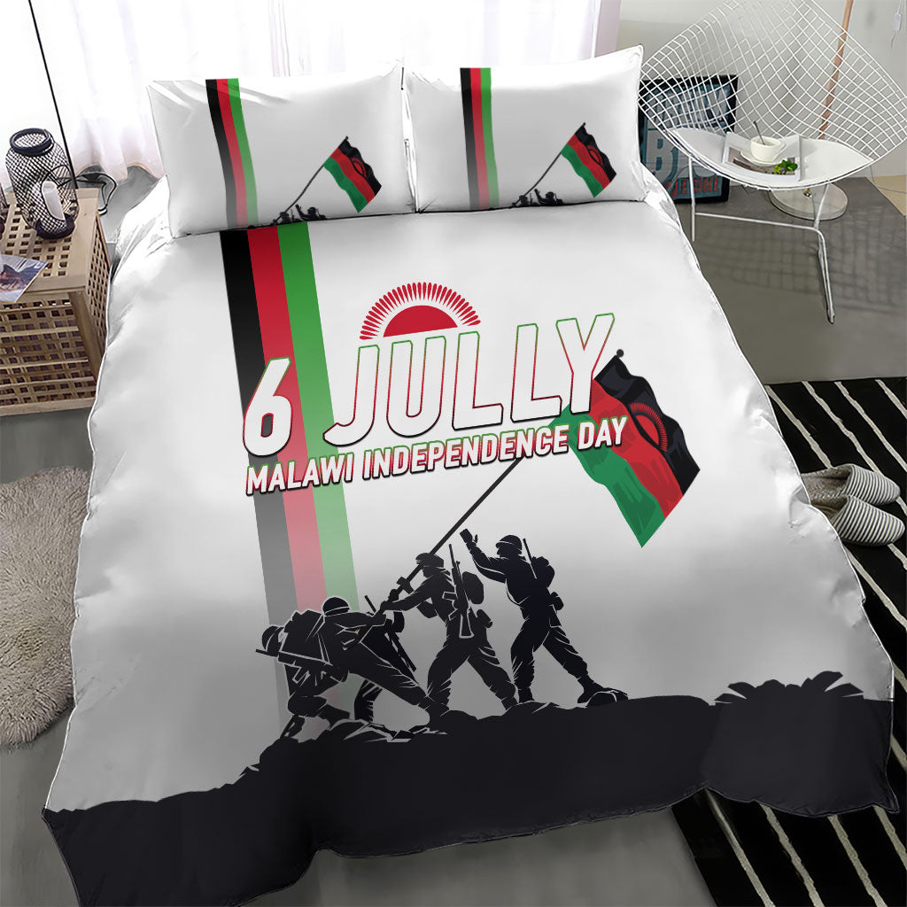 Malawi Independence Day Bedding Set Patriotic Flag Design Soldier Silhouette