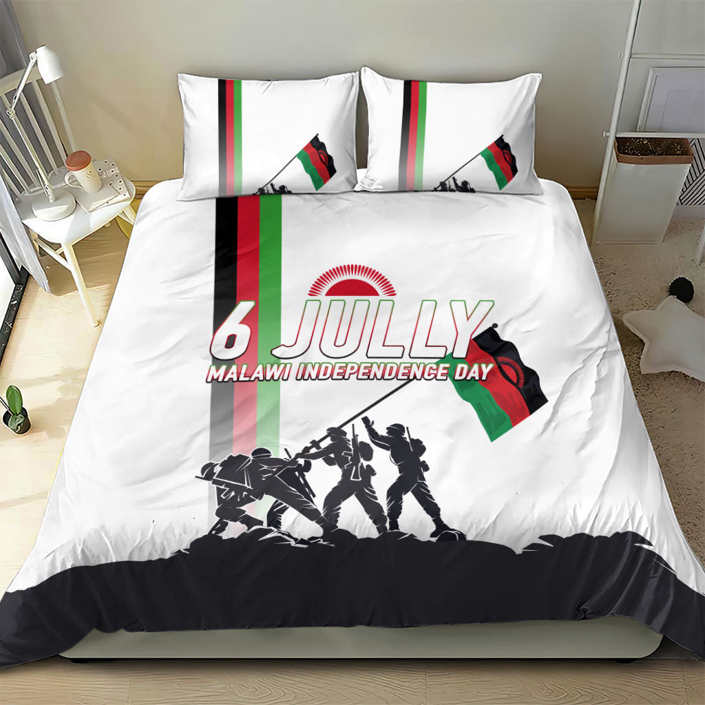 Malawi Independence Day Bedding Set Patriotic Flag Design Soldier Silhouette