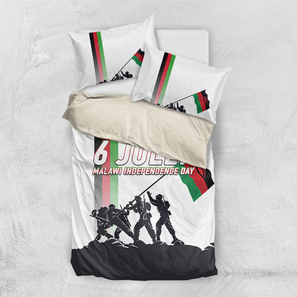 Malawi Independence Day Bedding Set Patriotic Flag Design Soldier Silhouette
