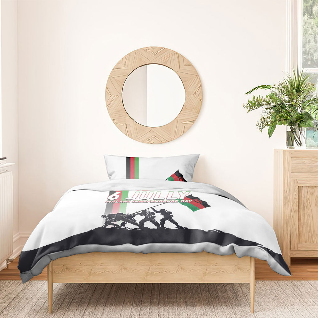 Malawi Independence Day Bedding Set Patriotic Flag Design Soldier Silhouette