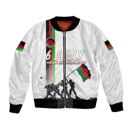 Malawi Independence Day Bomber Jacket Patriotic Flag Design Soldier Silhouette