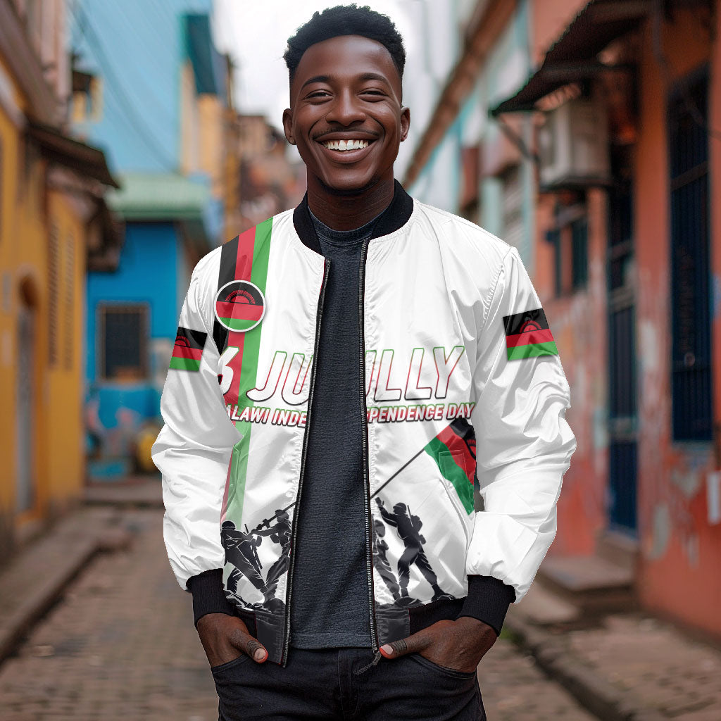 Malawi Independence Day Bomber Jacket Patriotic Flag Design Soldier Silhouette