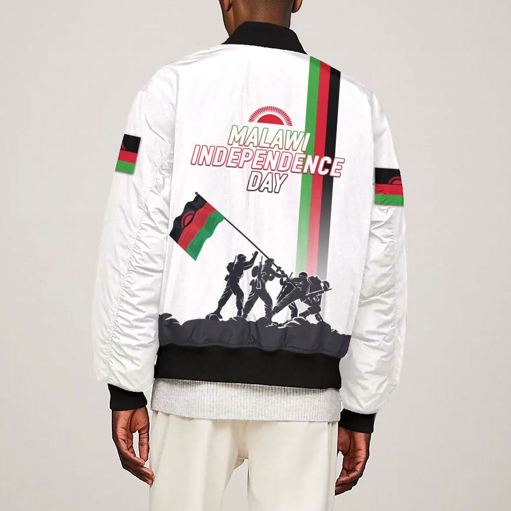 Malawi Independence Day Bomber Jacket Patriotic Flag Design Soldier Silhouette