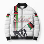 Malawi Independence Day Bomber Puffer Jacket Patriotic Flag Design Soldier Silhouette