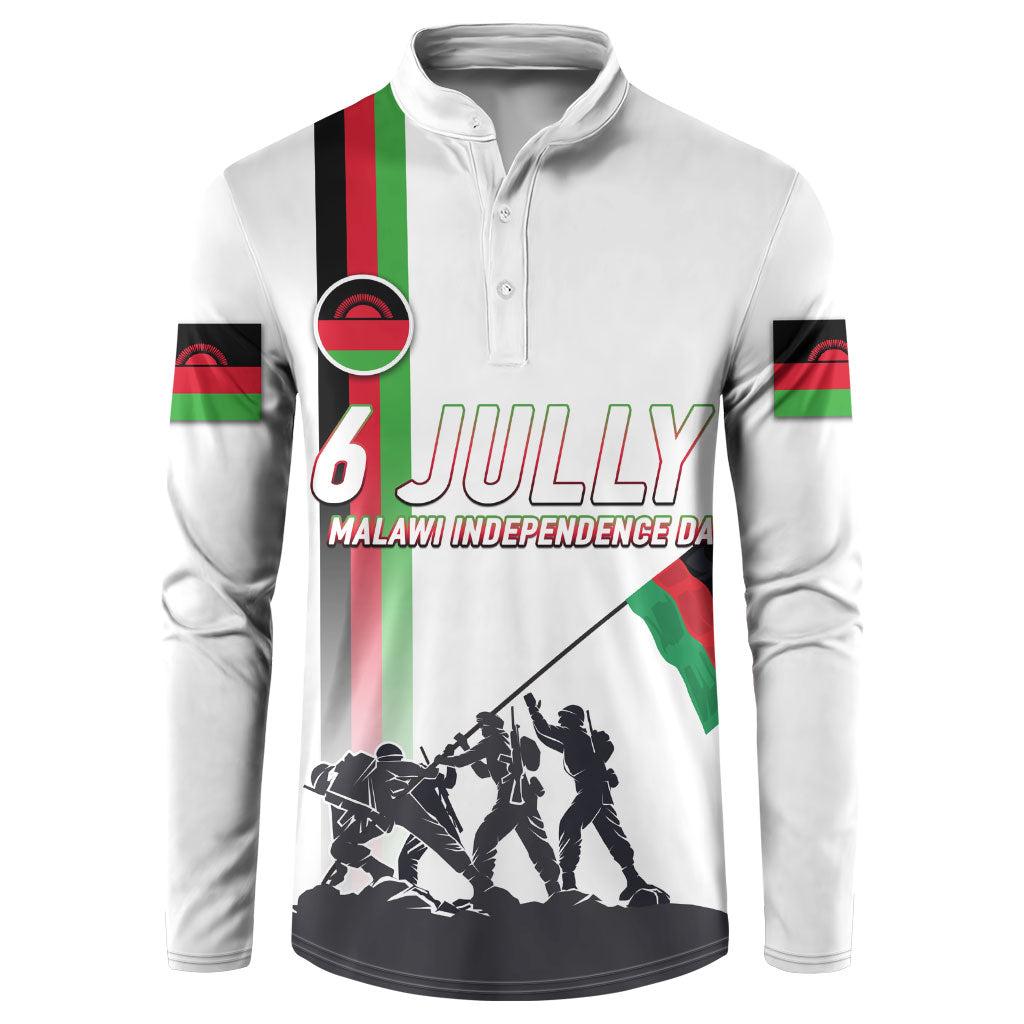 Malawi Independence Day Button Sweatshirt Patriotic Flag Design Soldier Silhouette