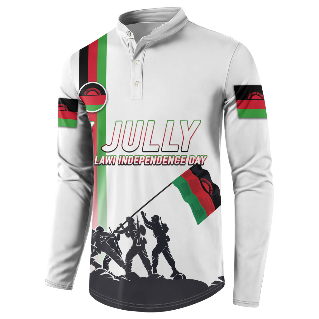 Malawi Independence Day Button Sweatshirt Patriotic Flag Design Soldier Silhouette
