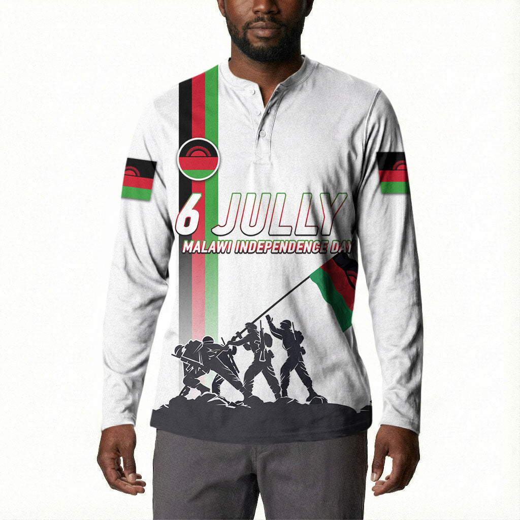 Malawi Independence Day Button Sweatshirt Patriotic Flag Design Soldier Silhouette