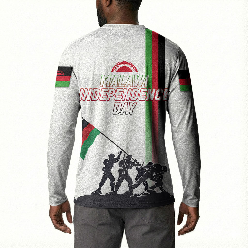 Malawi Independence Day Button Sweatshirt Patriotic Flag Design Soldier Silhouette