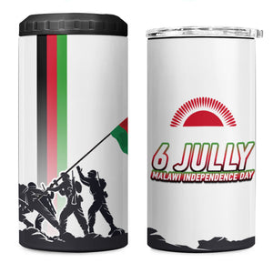 Malawi Independence Day 4 in 1 Can Cooler Tumbler Patriotic Flag Design Soldier Silhouette