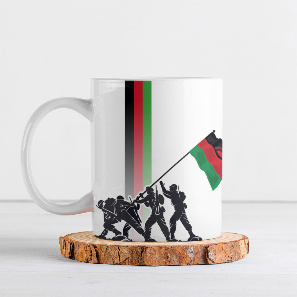 Malawi Independence Day Ceramic Mug Patriotic Flag Design Soldier Silhouette
