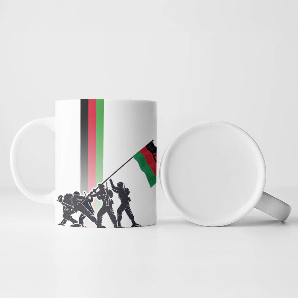 Malawi Independence Day Ceramic Mug Patriotic Flag Design Soldier Silhouette