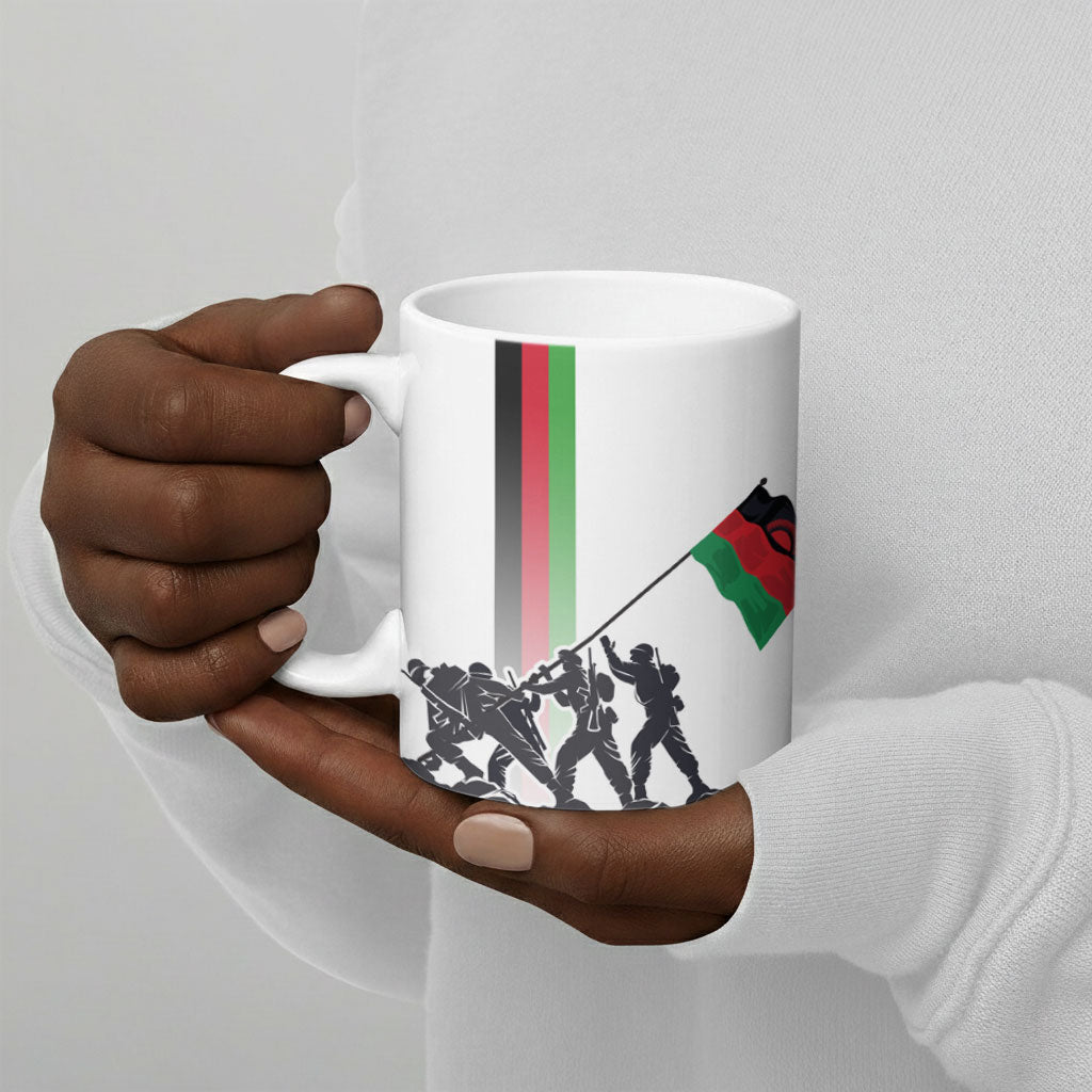 Malawi Independence Day Ceramic Mug Patriotic Flag Design Soldier Silhouette