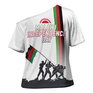 Malawi Independence Day Cross Shoulder Shirt Patriotic Flag Design Soldier Silhouette