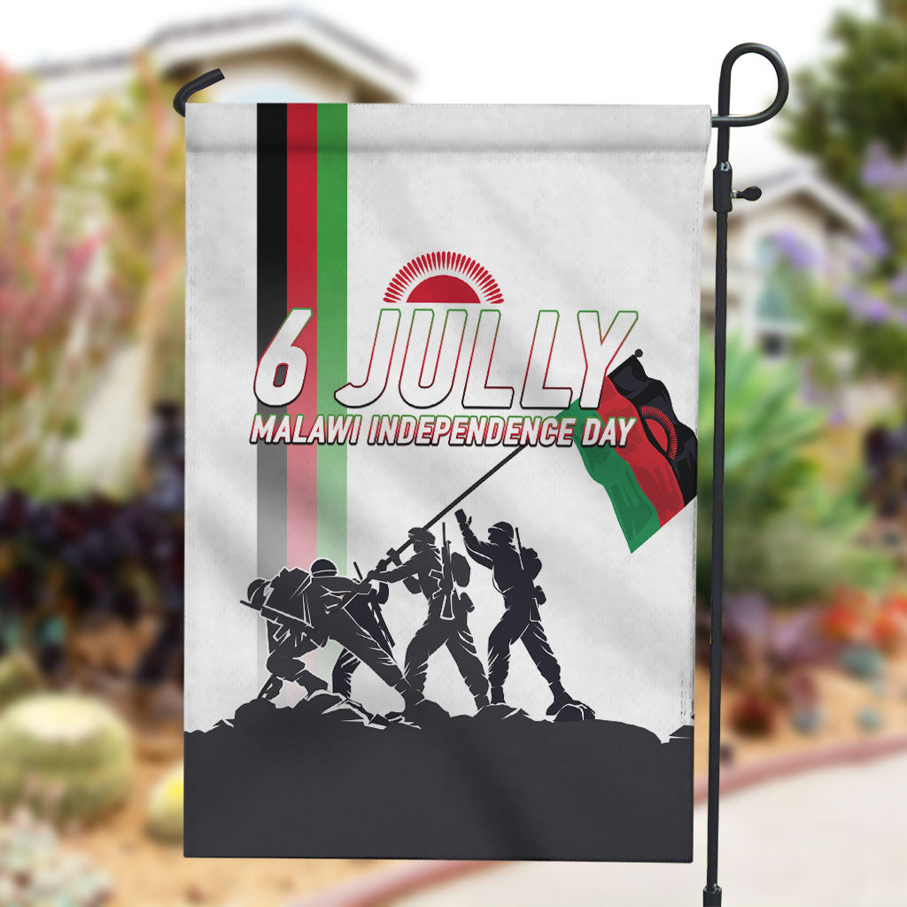 Malawi Independence Day Garden Flag Patriotic Flag Design Soldier Silhouette
