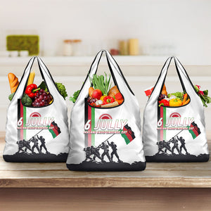 Malawi Independence Day Grocery Bag Patriotic Flag Design Soldier Silhouette