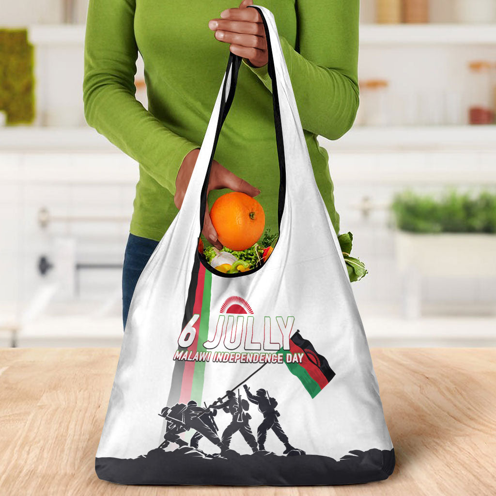 Malawi Independence Day Grocery Bag Patriotic Flag Design Soldier Silhouette